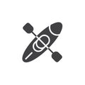 Canoe with paddle vector icon