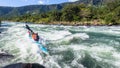 Canoe Paddlers Race River Rapids Action