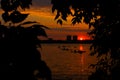 Paddling on the water at sunset Royalty Free Stock Photo