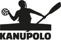Canoe polo player with german word
