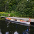 Canoe at rest on a sunny day at Dalsland canal in Sweden