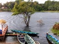 canoe on the river on the edge of a paradise full of peace and quiet