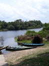 canoe on the river on the edge of a paradise full of peace and quiet