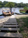 canoe on the river on the edge of a paradise full of peace and quiet