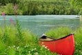 Canoe on the rivers edge