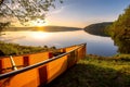 Canoe on the shore of the Boundary Waters in northern Minnesota Royalty Free Stock Photo