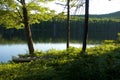 Canoe on the Shore of Wilderness Lake Royalty Free Stock Photo