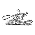 CANOE SLALOM player - vector illustration sketch hand drawn