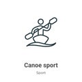 Canoe sport outline vector icon. Thin line black canoe sport icon, flat vector simple element illustration from editable sport