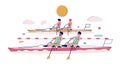 Canoe sport rowing race sprint flat vector