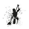 Canoe sprint athlete, front view isolated vector silhouette. Conoeing logo Royalty Free Stock Photo