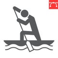 Canoe sprint sport glyph icon