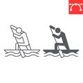 Canoe sprint sport line and glyph icon