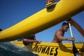 Canoe surfing Royalty Free Stock Photo
