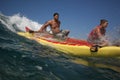 Canoe surfing at Makaha Royalty Free Stock Photo