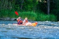 Canoe swift river Royalty Free Stock Photo