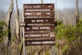 Canoe trail directional sign in Okefenokee Swamp, Georgia