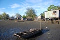 Canoe at village river coast