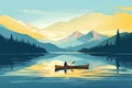canoeing adventure boat on peaceful lake nature landscape AI generated