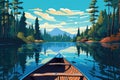 canoeing boat on peaceful lake summer nature landscape