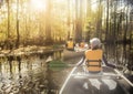 Canoeing down beautiful river in a Cypress Forest Royalty Free Stock Photo