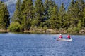 Canoeing on Jackson Lake in Wyoming. Royalty Free Stock Photo