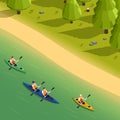 Canoeing Kayaking Isometric Composition