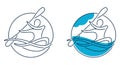 Canoeing logo or kayaking thin line logo