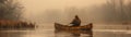 Canoeing on a misty morning Royalty Free Stock Photo