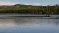 Canoeing on a Mountain Lake in Canada Royalty Free Stock Photo