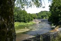 Canoeing on the mountain river Ourthe in the Belgian Ardennes Royalty Free Stock Photo