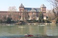 Canoeing on the river Po in Turin at the Park of Valentino, Turin, Italy