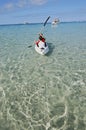 Canoeing in the shallow water