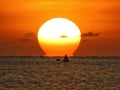 Canoeing on sunset Royalty Free Stock Photo