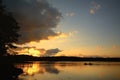 Canoeing at Sunset on a Wilderness Lake Royalty Free Stock Photo