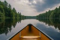 Canoeing on a tranquil lake Royalty Free Stock Photo