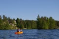 Canoeist on lake Royalty Free Stock Photo