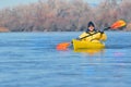 Canoeist on scenic river Royalty Free Stock Photo