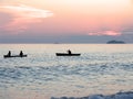 Canoeists at Sunset Royalty Free Stock Photo