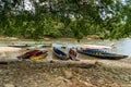 Canoes on the beach of Misahualli, Napo province, Ecuador