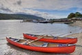 Canoes on Coniston water Royalty Free Stock Photo