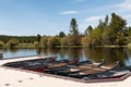 Canoes at Dock Royalty Free Stock Photo