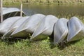 Canoes docked and ready for `push-off` Royalty Free Stock Photo