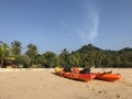 Canoes on Farang Beach Royalty Free Stock Photo