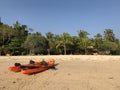 Canoes on Farang Beach Royalty Free Stock Photo