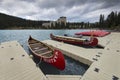 Canoes at Lake Louise Royalty Free Stock Photo