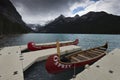 Canoes at Lake Louise Royalty Free Stock Photo