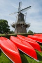 Canoes with Mill Royalty Free Stock Photo