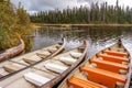 Canoes moored in McGillivray Lake