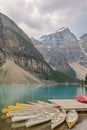 Canoes on Moraine Lake Royalty Free Stock Photo